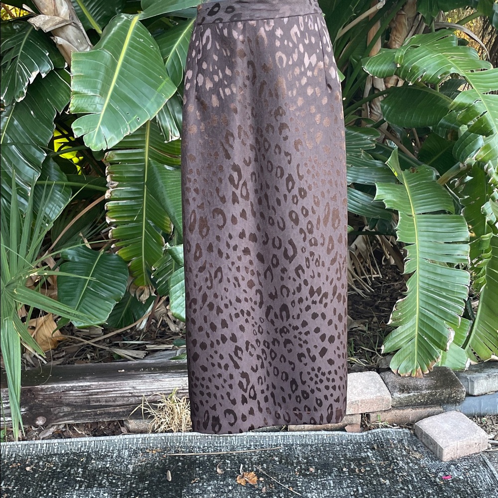 Leopard print, brocade pencil skirt.